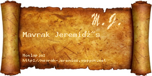 Mavrak Jeremiás névjegykártya